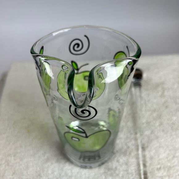 Vintage Hand Painted Apples Set of 5 Juice Pitcher & Stirer w/4 Matching Plates - Picture 4 of 11